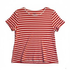 Croft & Barrow Classic Woman’s Tee Red And White Striped Short Sleeves XXL A0012